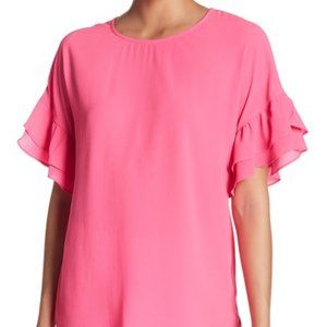 Pleione Crepe Double Ruffle Sleeve Top